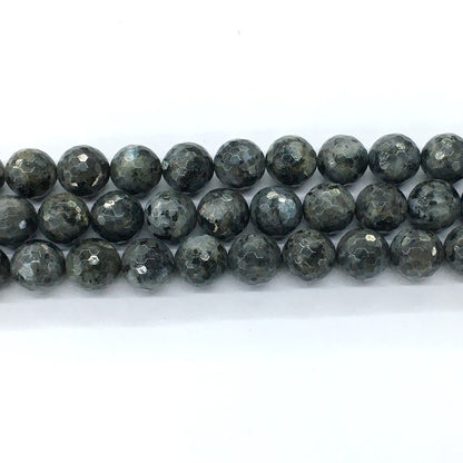 CLB69 Black Labradorite Beads Faceted Round 14mm 15.5" Strand