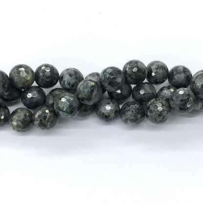 CLB69 Black Labradorite Beads Faceted Round 14mm 15.5" Strand