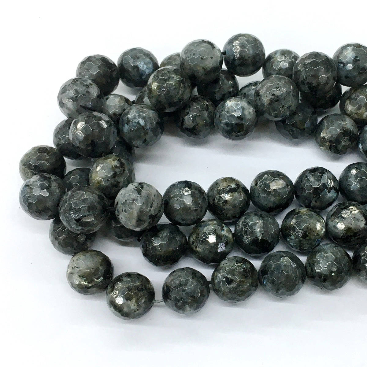 CLB69 Black Labradorite Beads Faceted Round 14mm 15.5" Strand