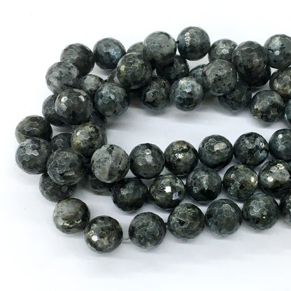 CLB69 Black Labradorite Beads Faceted Round 14mm 15.5" Strand