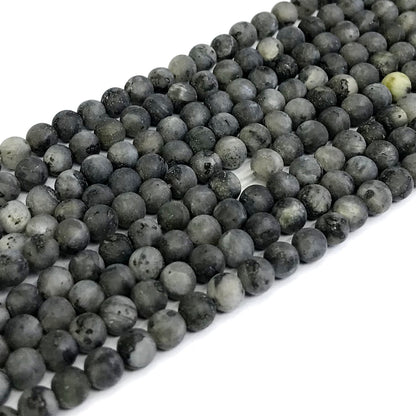 CLB73 Black Labradorite Gemstone Beads Matte Round 4mm 15" Strand