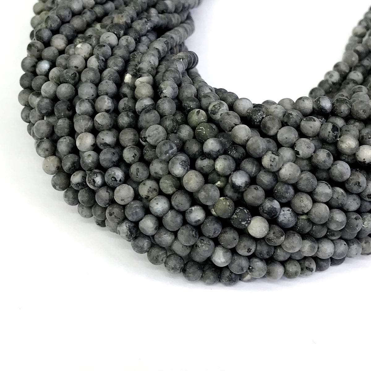 CLB73 Black Labradorite Gemstone Beads Matte Round 4mm 15" Strand