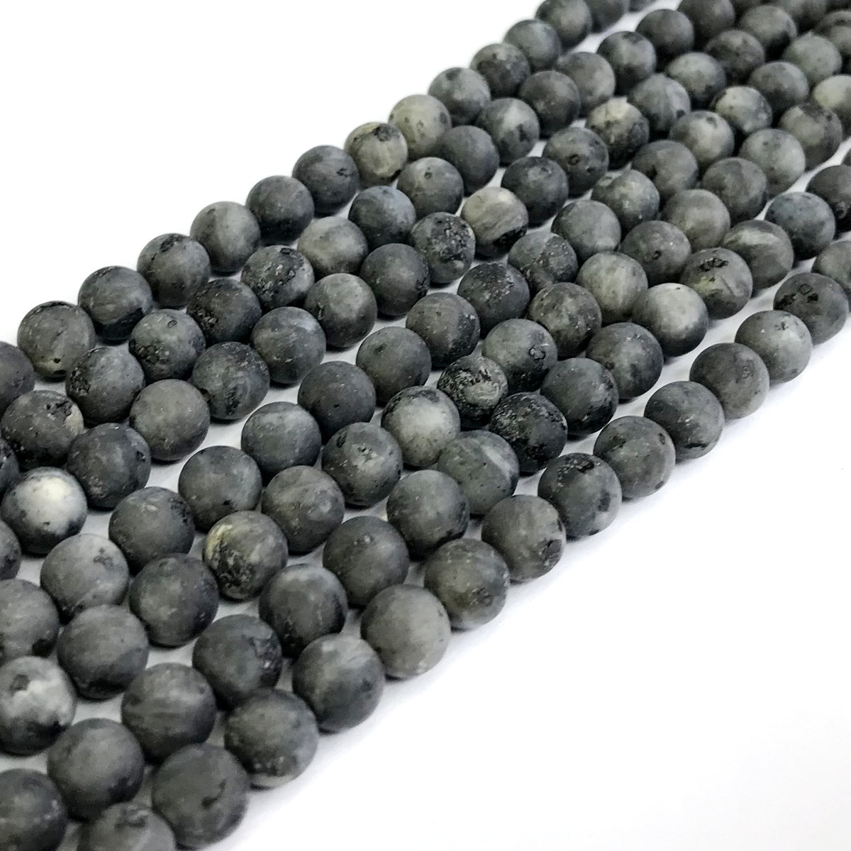 CLB74 Black Labradorite Gemstone Beads Matte Round 6mm 15" Strand