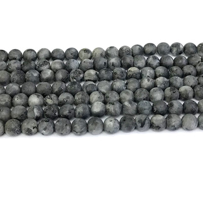 CLB74 Black Labradorite Gemstone Beads Matte Round 6mm 15" Strand