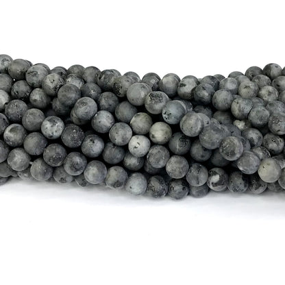 CLB74 Black Labradorite Gemstone Beads Matte Round 6mm 15" Strand