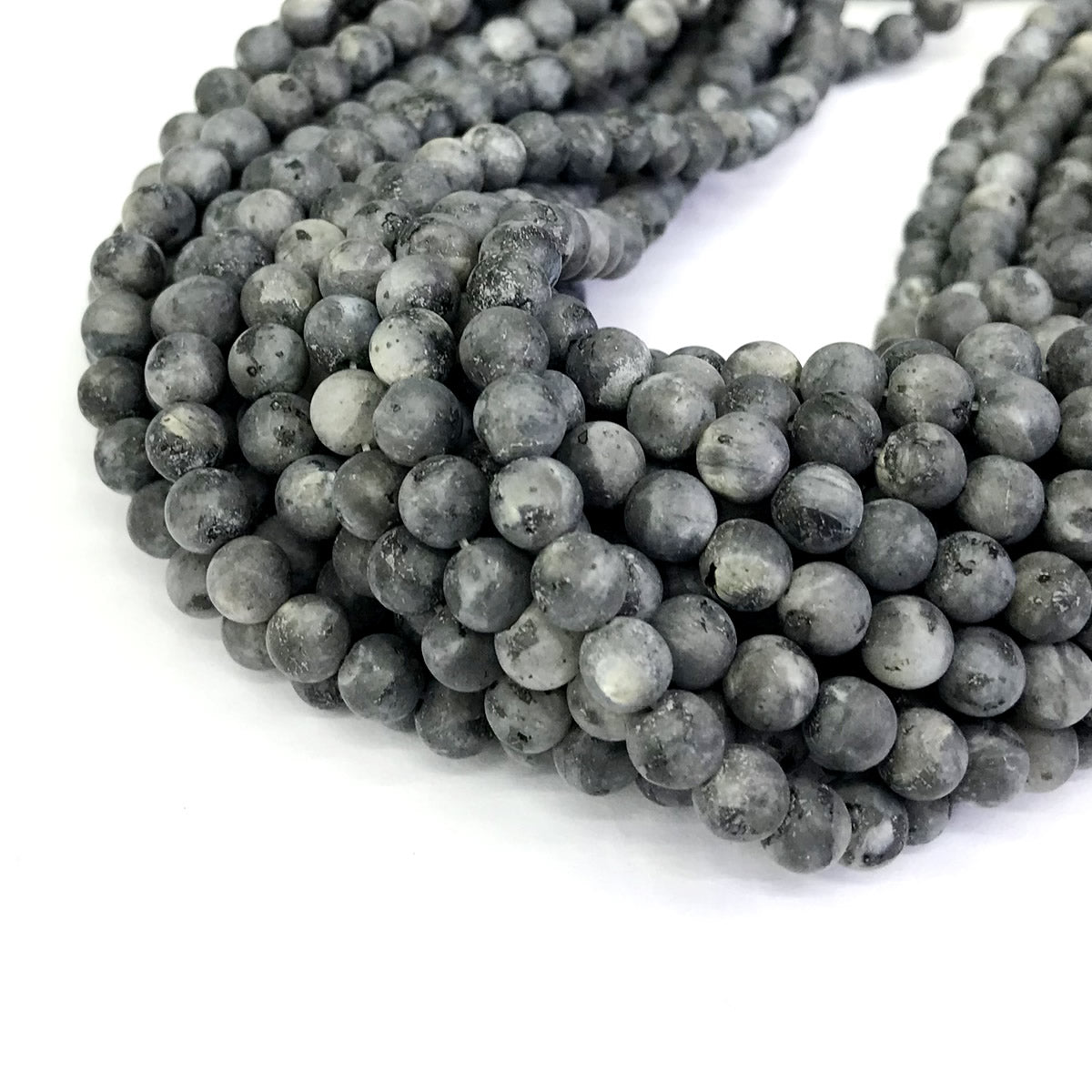 CLB74 Black Labradorite Gemstone Beads Matte Round 6mm 15" Strand