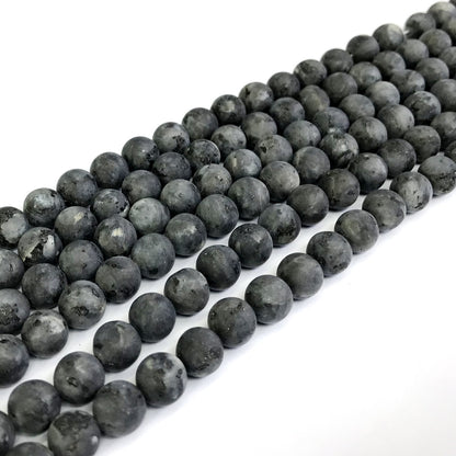 CLB75 Black Labradorite Gemstone Beads Matte Round 8mm 15" Strand