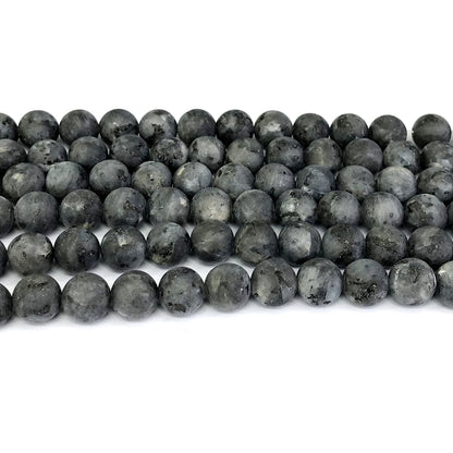 CLB75 Black Labradorite Gemstone Beads Matte Round 8mm 15" Strand