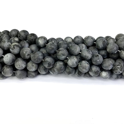 CLB75 Black Labradorite Gemstone Beads Matte Round 8mm 15" Strand