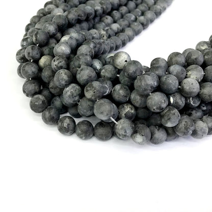 CLB75 Black Labradorite Gemstone Beads Matte Round 8mm 15" Strand