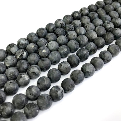 CLB76 Black Labradorite Gemstone Beads Matte Round 10mm 15" Strand