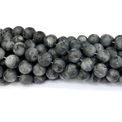 CLB76 Black Labradorite Gemstone Beads Matte Round 10mm 15" Strand