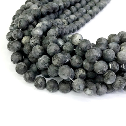 CLB76 Black Labradorite Gemstone Beads Matte Round 10mm 15" Strand