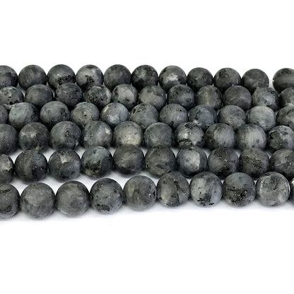 CLB77 Black Labradorite Gemstone Beads Matte Round 12mm 15" Strand