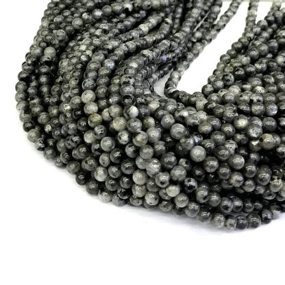 CLB81 Black Labradorite Gemstone Beads Smooth Round 4mm 15" Strand