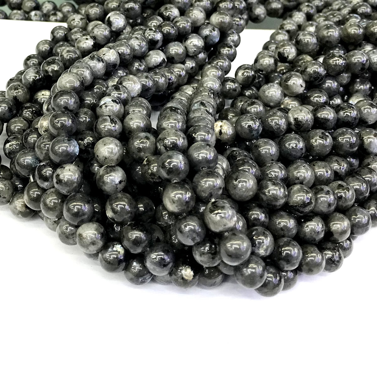 CLB82 Black Labradorite Gemstone Beads Smooth Round 6mm 15" Strand