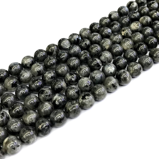 CLB83 Black Labradorite Gemstone Beads Smooth Round 8mm 15" Strand