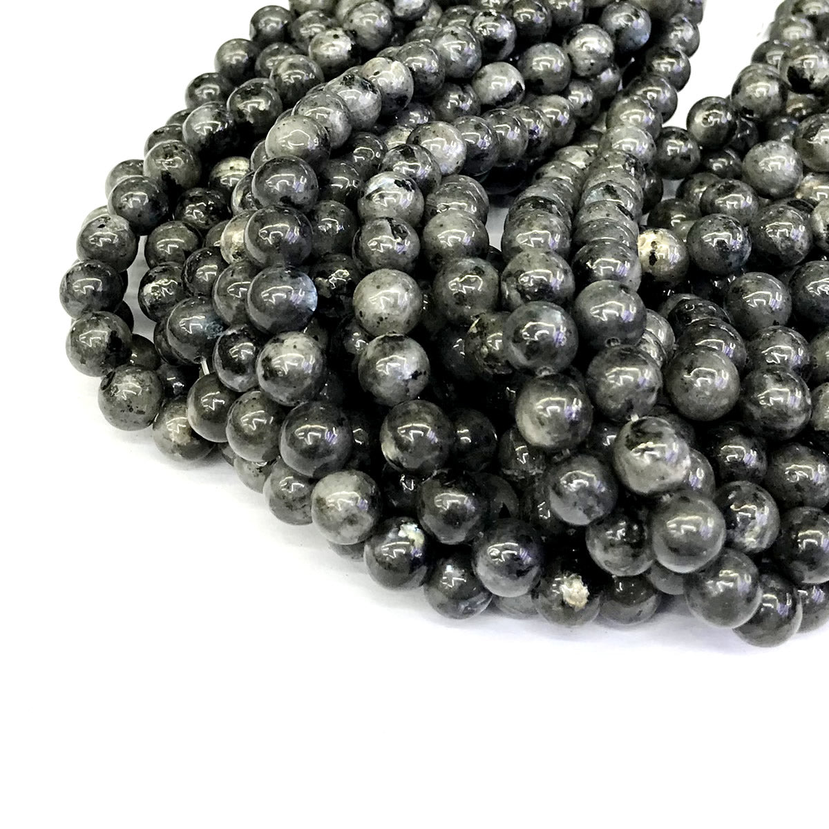 CLB83 Black Labradorite Gemstone Beads Smooth Round 8mm 15" Strand