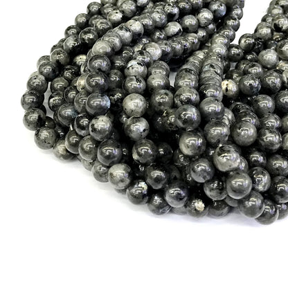 CLB83 Black Labradorite Gemstone Beads Smooth Round 8mm 15" Strand