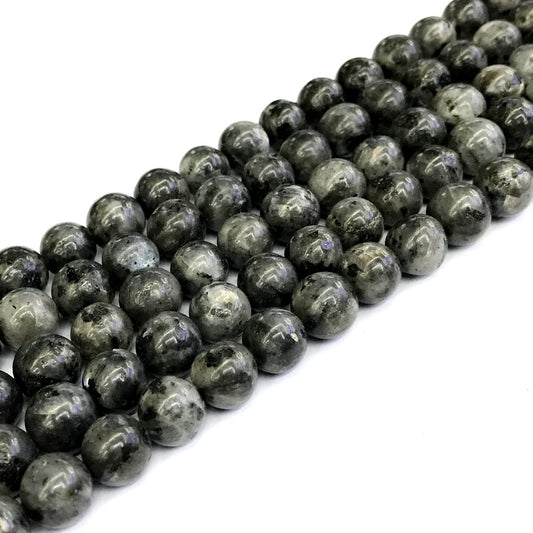 CLB84 Black Labradorite Gemstone Beads Smooth Round 10mm 15" Strand