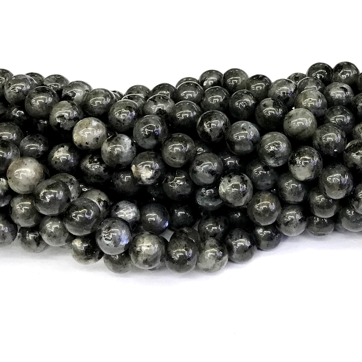 CLB84 Black Labradorite Gemstone Beads Smooth Round 10mm 15" Strand