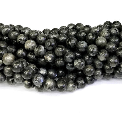 CLB84 Black Labradorite Gemstone Beads Smooth Round 10mm 15" Strand