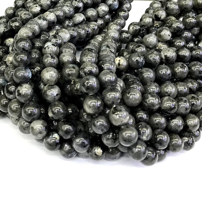 CLB84 Black Labradorite Gemstone Beads Smooth Round 10mm 15" Strand