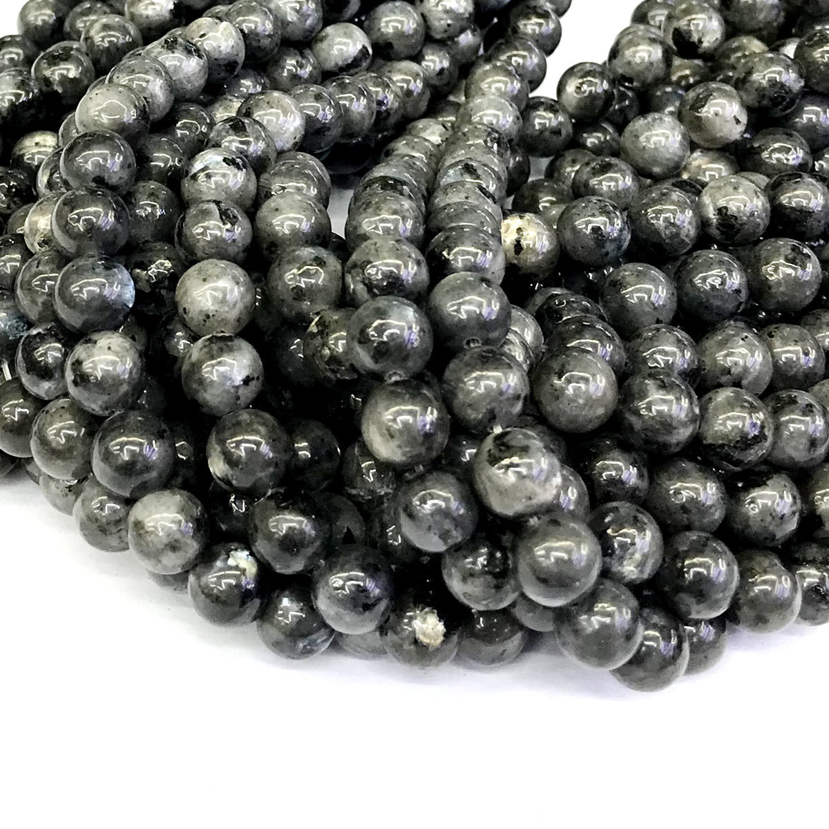 CLB85 Black Labradorite Gemstone Beads Smooth Round 12mm 15" Strand