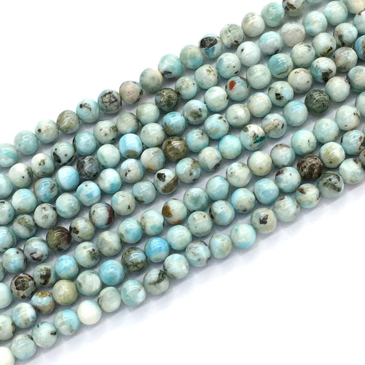 CLR01 Larimar Gemstone Beads Smooth Round 6mm 15.5" Strand