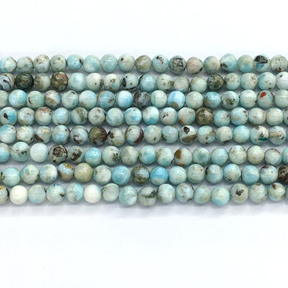 CLR01 Larimar Gemstone Beads Smooth Round 6mm 15.5" Strand