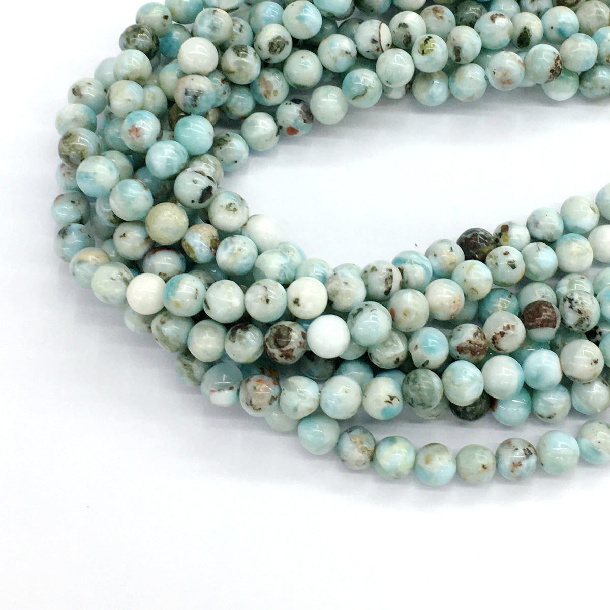 CLR01 Larimar Gemstone Beads Smooth Round 6mm 15.5" Strand