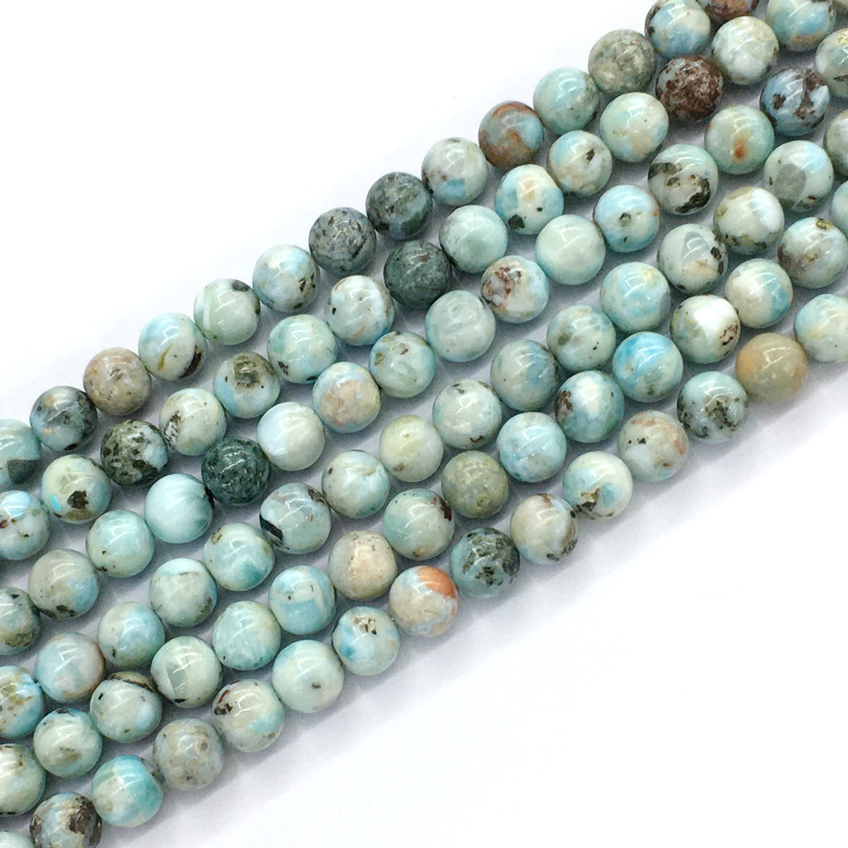 CLR02 Larimar Gemstone Beads Smooth Round 8mm 15.5" Strand