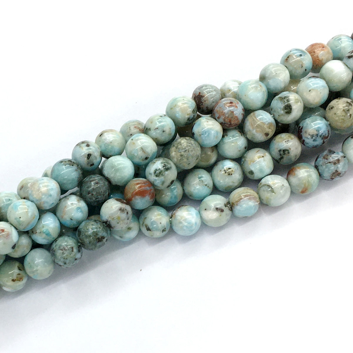 CLR02 Larimar Gemstone Beads Smooth Round 8mm 15.5" Strand