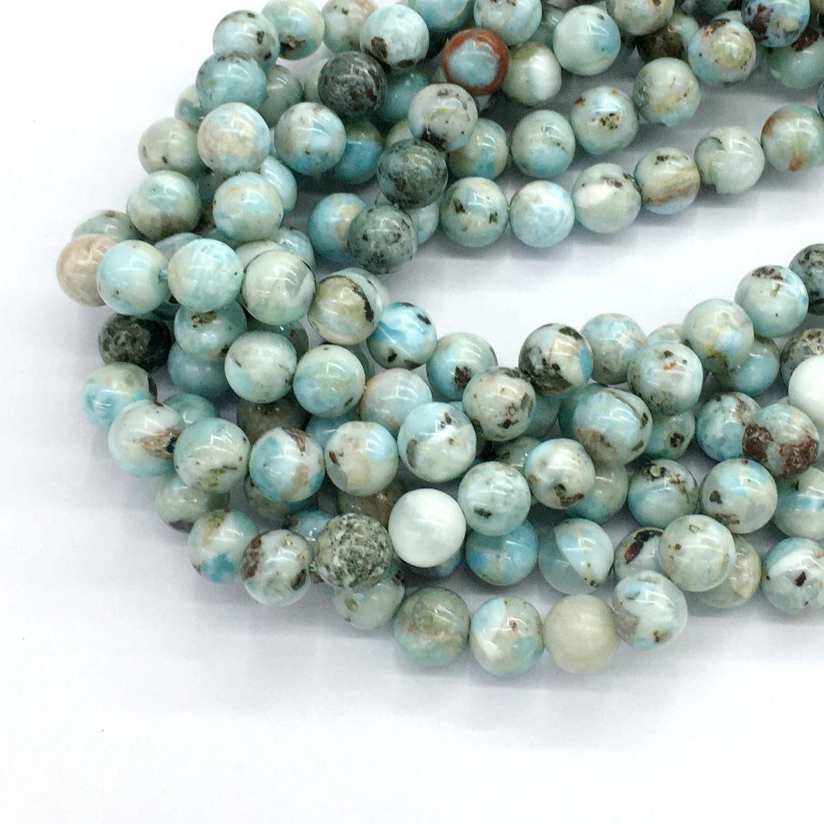 CLR02 Larimar Gemstone Beads Smooth Round 8mm 15.5" Strand