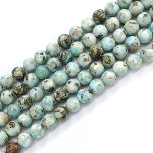 CLR03 Larimar Gemstone Beads Smooth Round 10mm 15.5" Strand