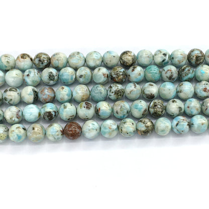 CLR03 Larimar Gemstone Beads Smooth Round 10mm 15.5" Strand