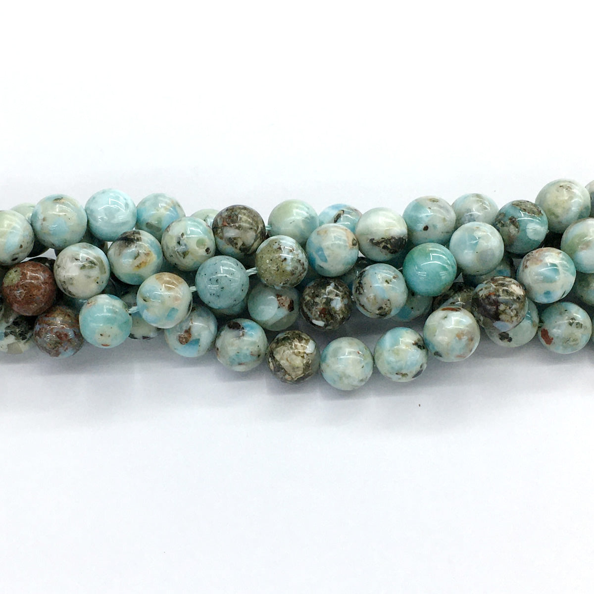 CLR03 Larimar Gemstone Beads Smooth Round 10mm 15.5" Strand