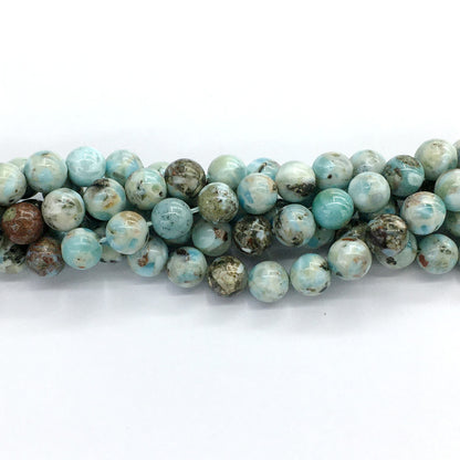 CLR03 Larimar Gemstone Beads Smooth Round 10mm 15.5" Strand