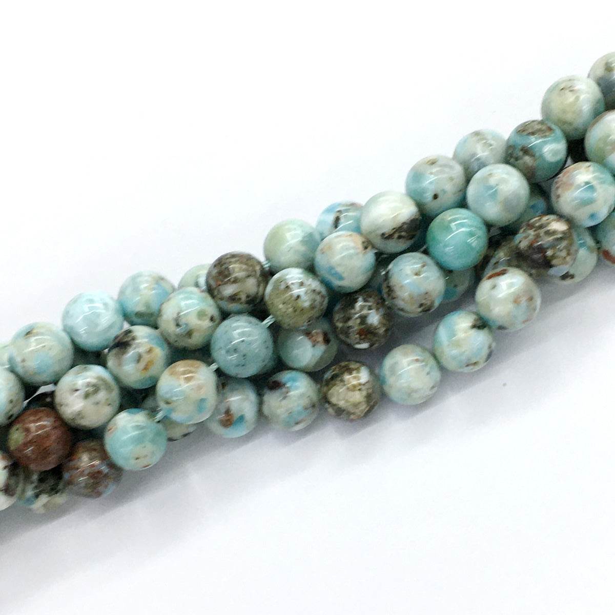 CLR03 Larimar Gemstone Beads Smooth Round 10mm 15.5" Strand