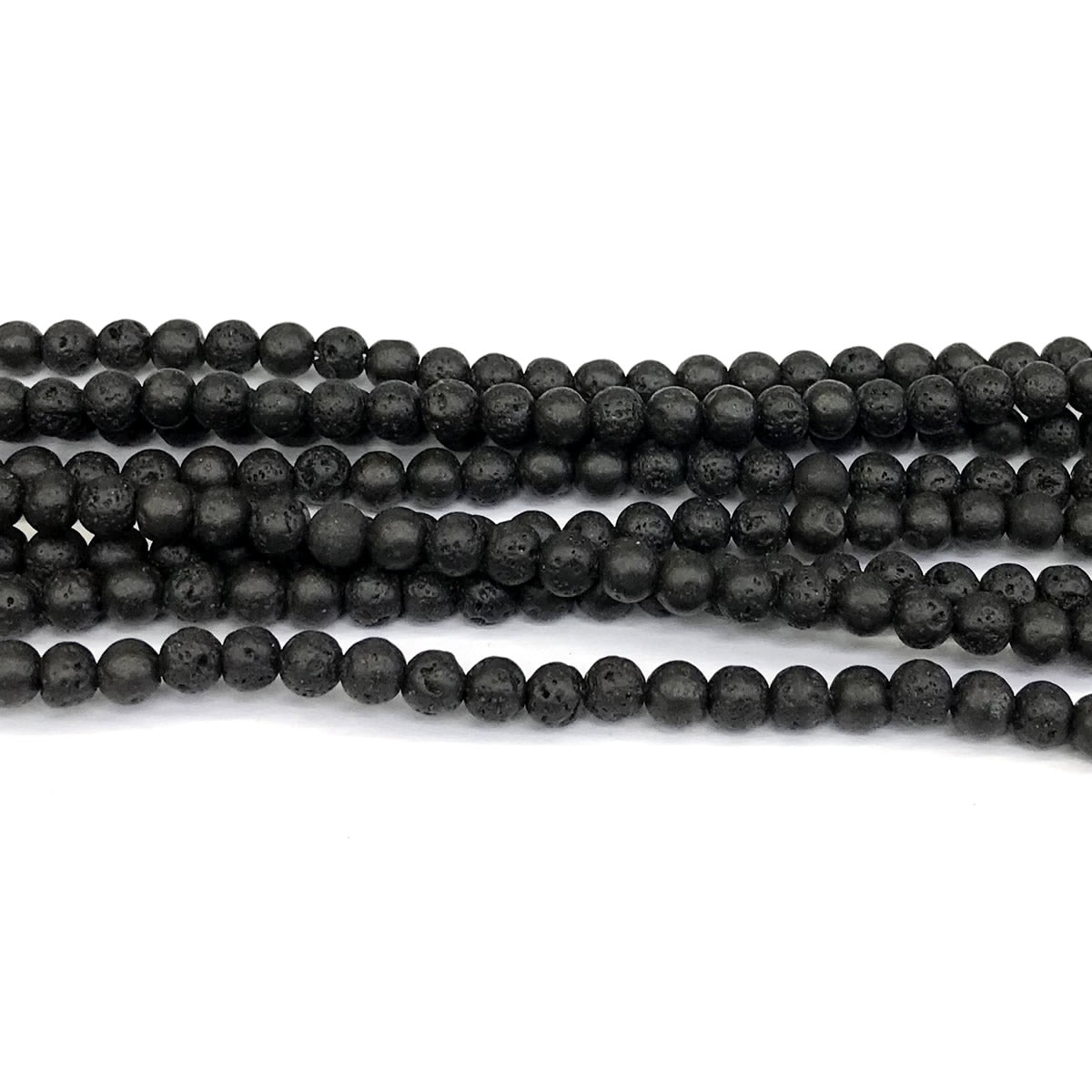 CLV01 Black Lava Gemstone Beads Smooth Round 4mm 15" Strand