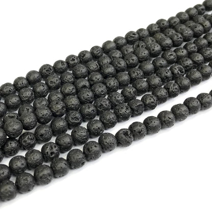 CLV02 Black Lava Gemstone Beads Smooth Round 6mm 15" Strand