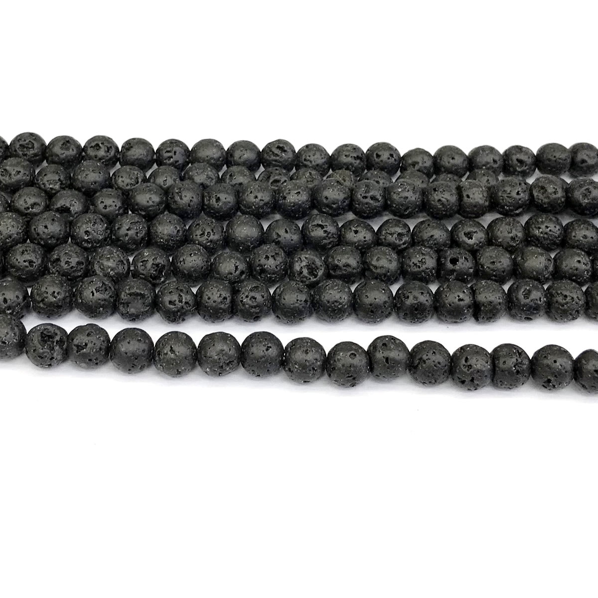 CLV02 Black Lava Gemstone Beads Smooth Round 6mm 15" Strand