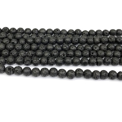 CLV02 Black Lava Gemstone Beads Smooth Round 6mm 15" Strand