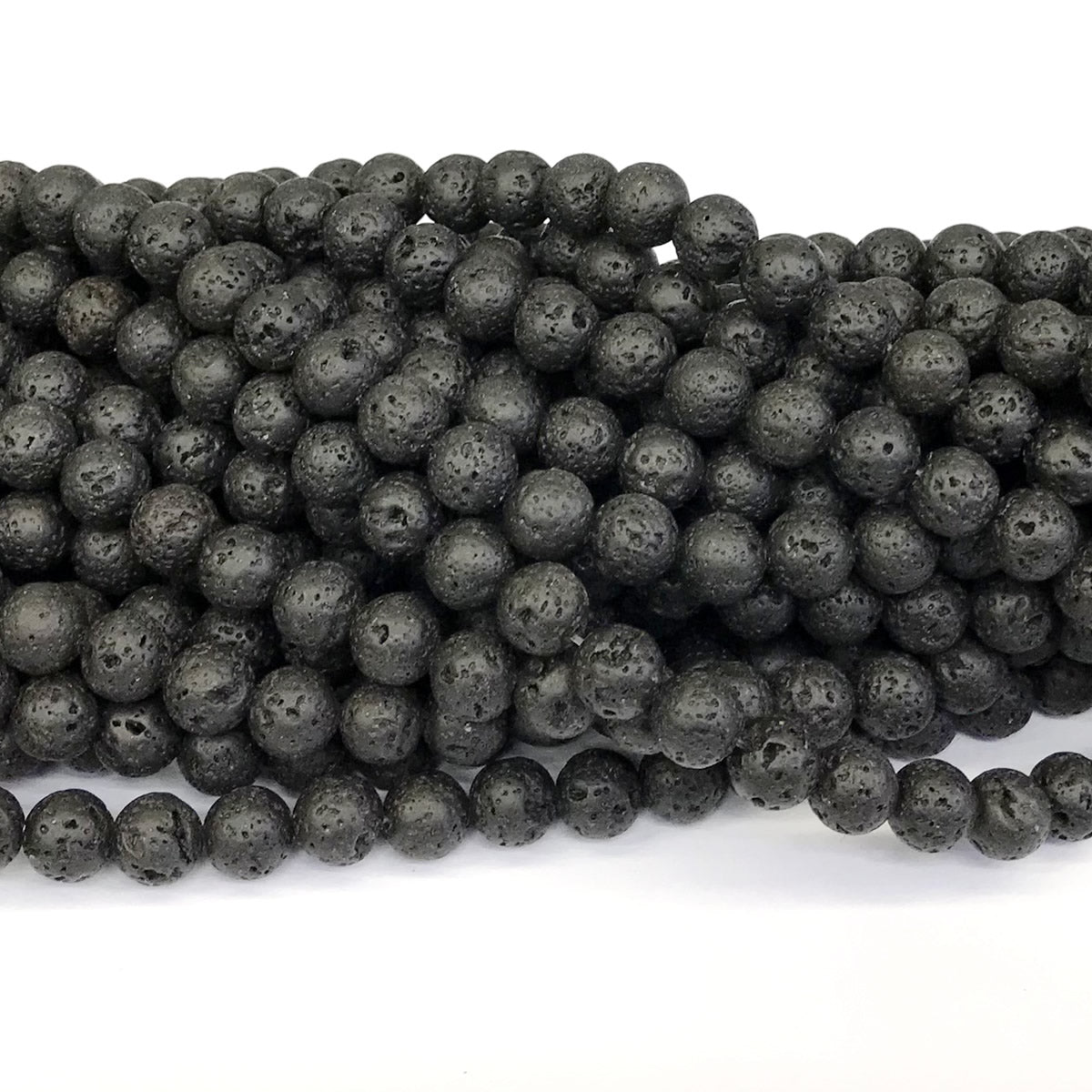 CLV03 Black Lava Gemstone Beads Smooth Round 8mm 15" Strand