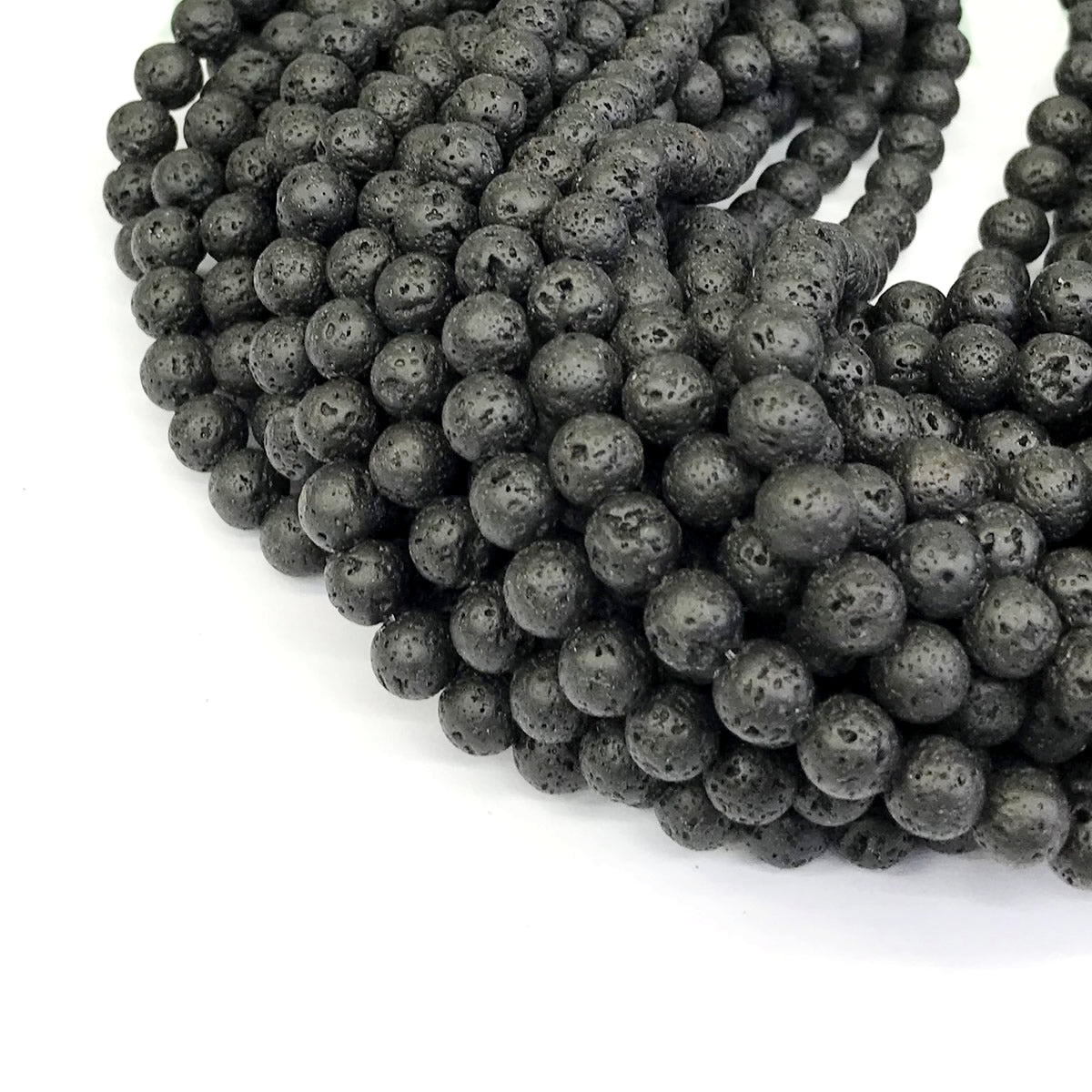 CLV03 Black Lava Gemstone Beads Smooth Round 8mm 15" Strand