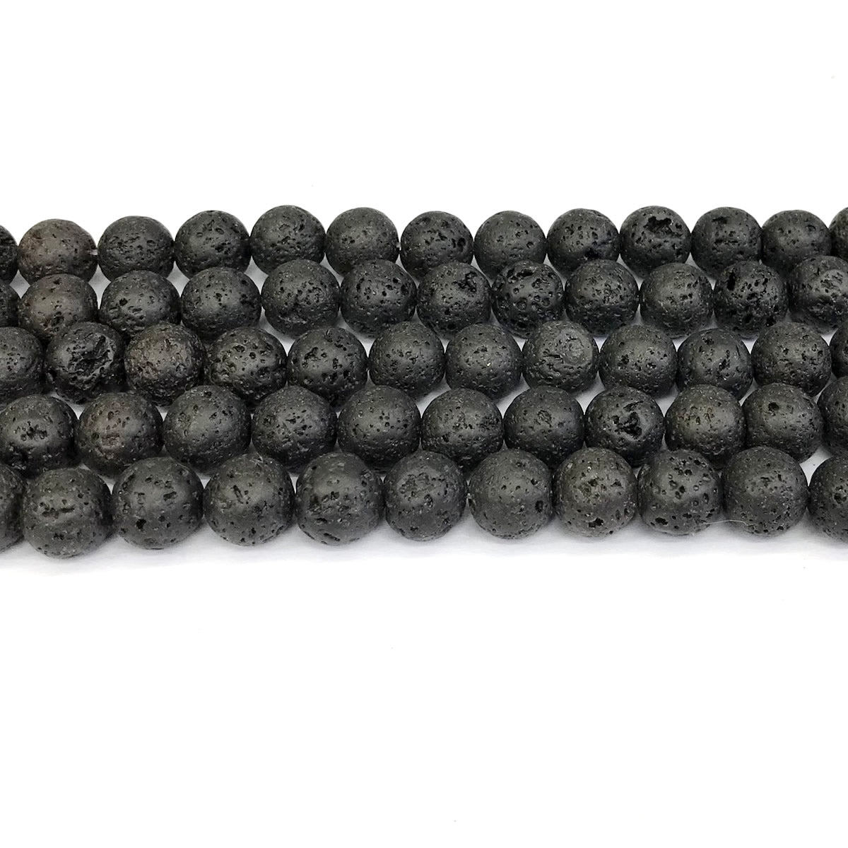 CLV04 Black Lava Gemstone Beads Smooth Round 10mm 15" Strand