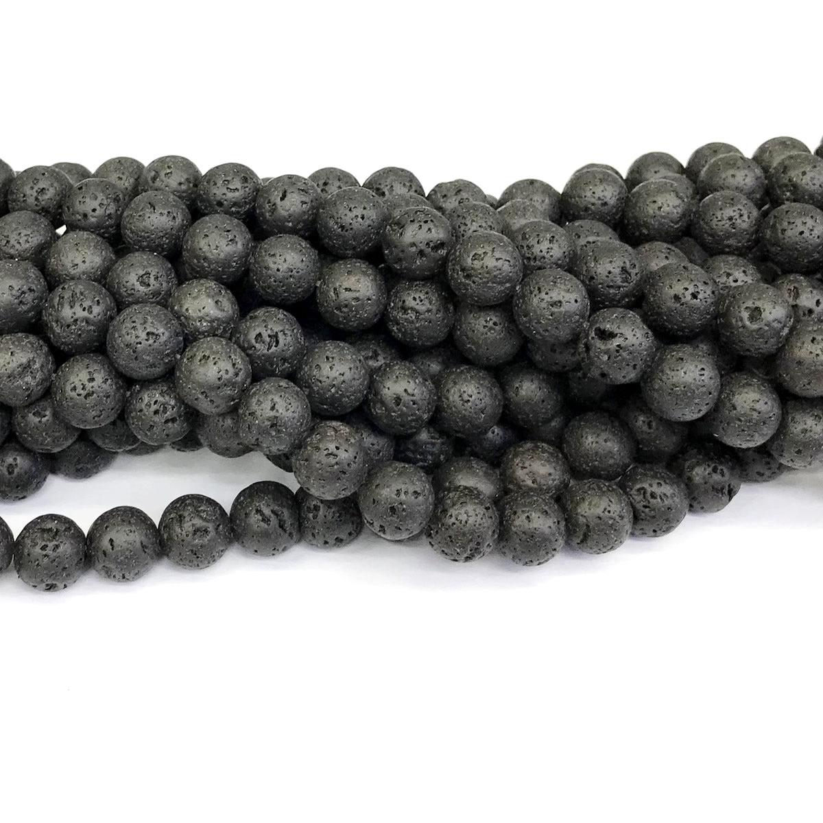 CLV04 Black Lava Gemstone Beads Smooth Round 10mm 15" Strand