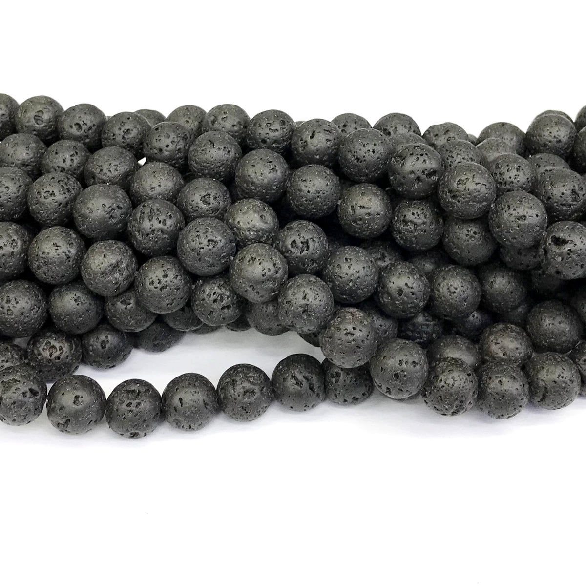 CLV05 Black Lava Gemstone Beads Smooth Round 12mm 15" Strand