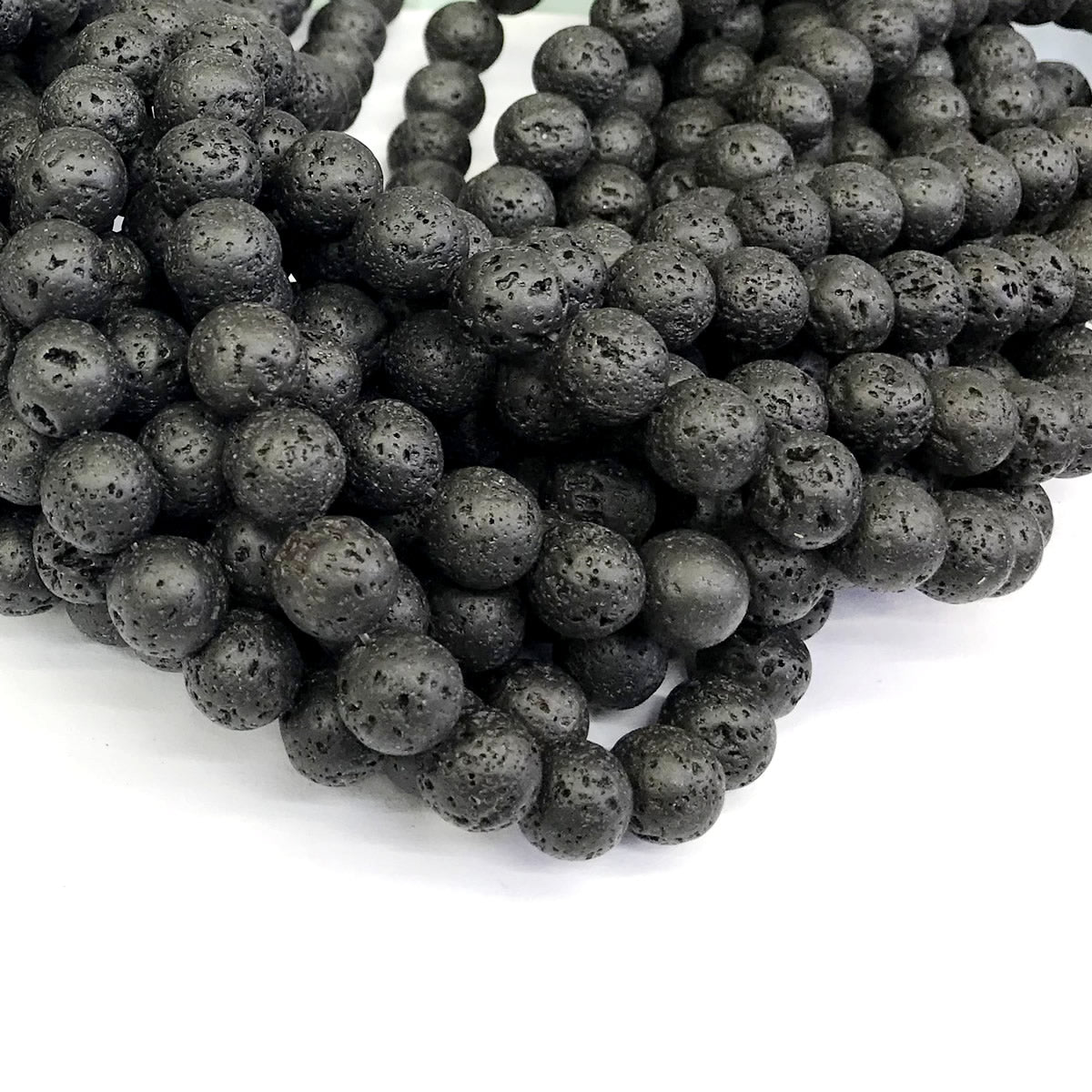 CLV05 Black Lava Gemstone Beads Smooth Round 12mm 15" Strand