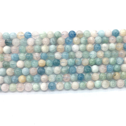 CMG02 Morganite Gemstone Beads Smooth Round 6mm 15.5" Strand